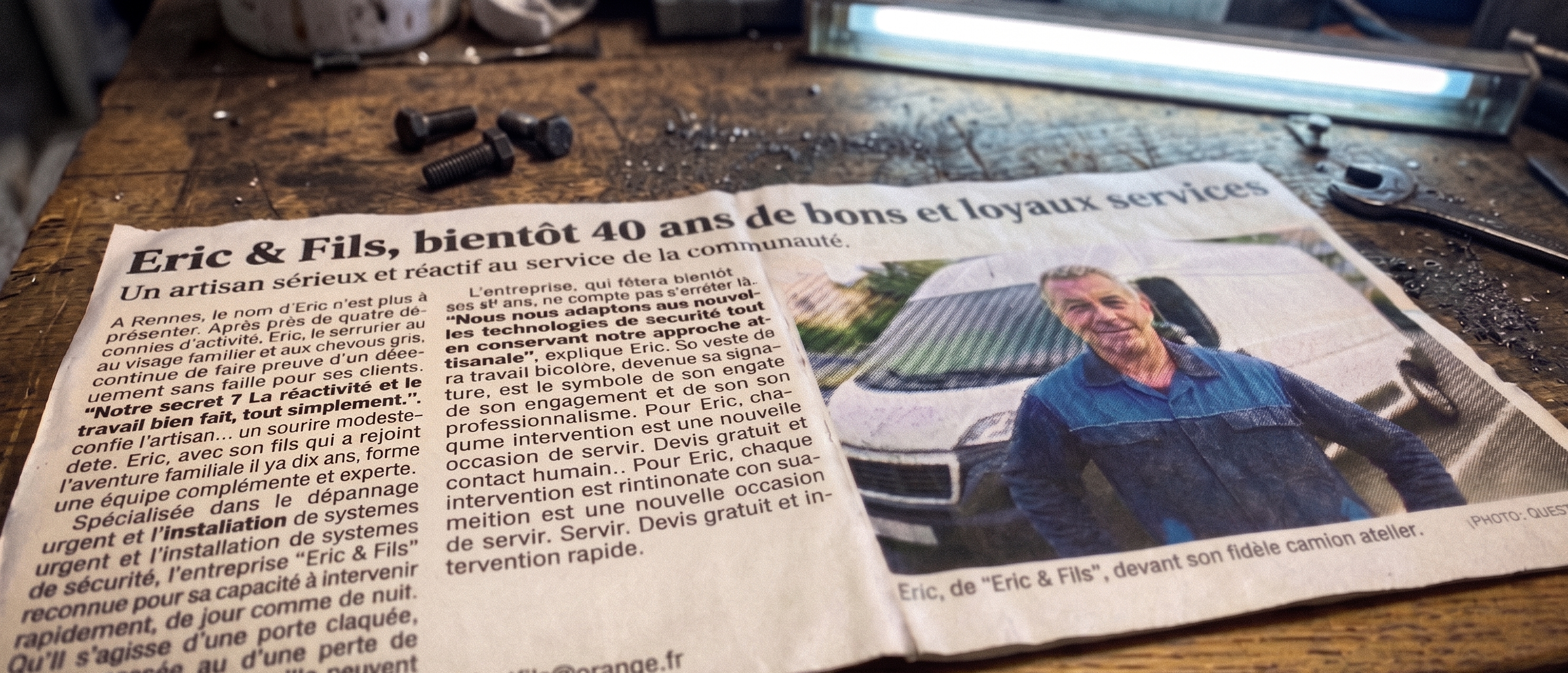 Article Ouest-France sur Éric & Fils, serrurier à Rennes